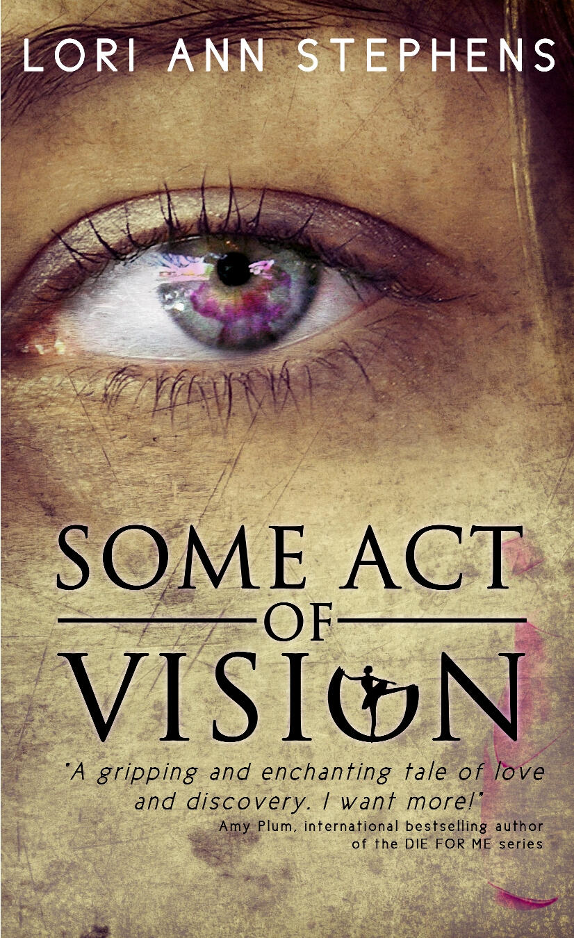 Image of closeup of girl's eye and title of book